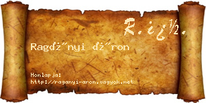 Ragányi Áron névjegykártya